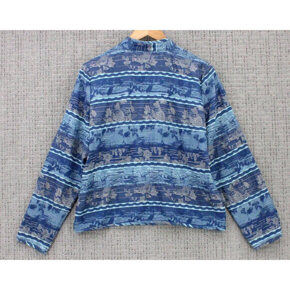 Christopher & Banks Jacket Womens Small S Blue Floral Pattern Full Zip Rare 90s - Picture 7 of 9